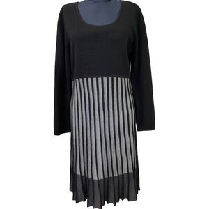 Calvin Klein Women's knit Ribbed Fit & Flare Dress size L  Career pleated